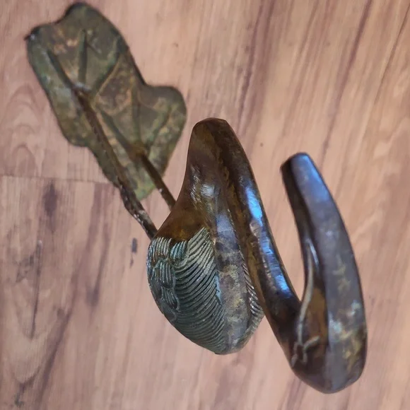 Mid- Century Vintage Solid Brass Patina Finish Heron / Crane Figurine Decor 13"+ - Picture 7 of 11